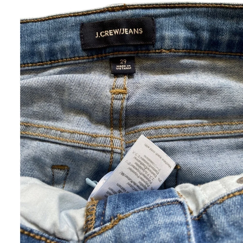 J crew vintage straight jeans size 29 women blue distressed wash open Hems